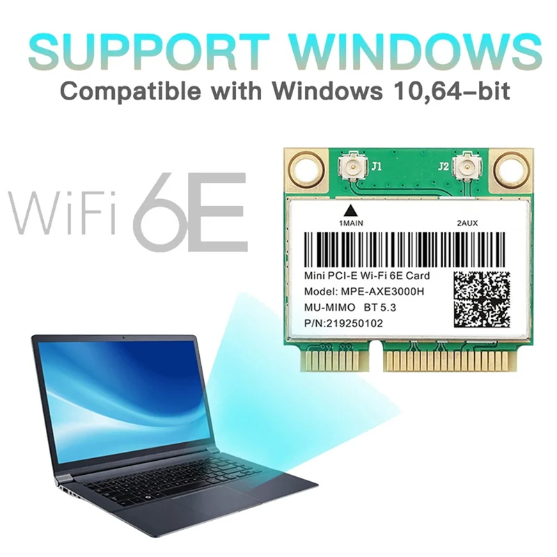 

L68AMPE-AXE3000H Wi-Fi карта + двойная антенна Wi-Fi 6E 2400 Мбит/с Mini PCI-E для сетевой карты BT 5.3 802.11AX 2,4G/5G/6Ghz Wlan