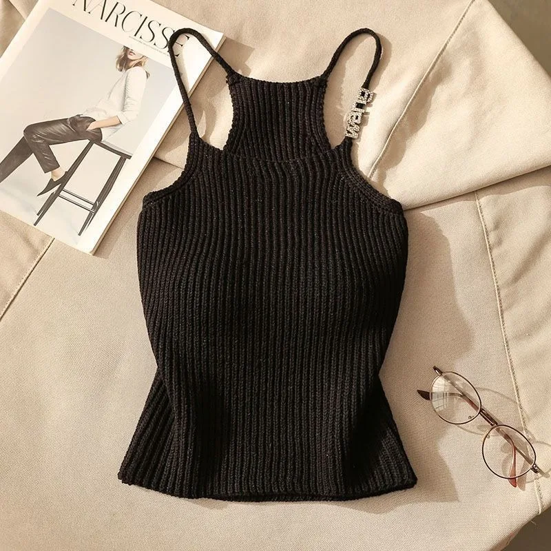 Women Crop Tank Top Cute Sexvy Backless Slim Fit Vest Spring Autumn Korean Suspender Solid  Fashion Style Female Y2K Camisole