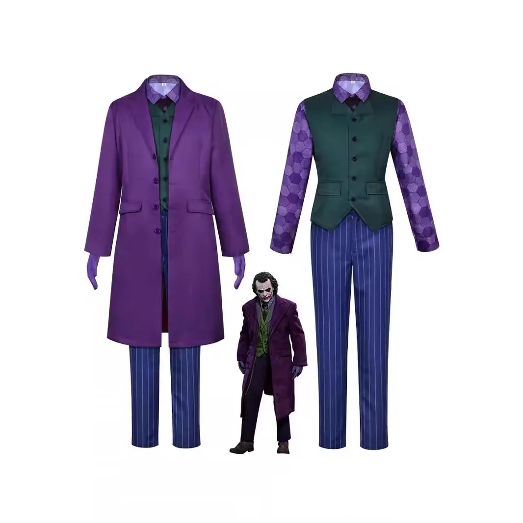 

Disguise Joker Cosplay Boys Purple Suit Movie Super Villain Costume Kids Roleplay Children Role Play Fancy Dress Up Party Cloth