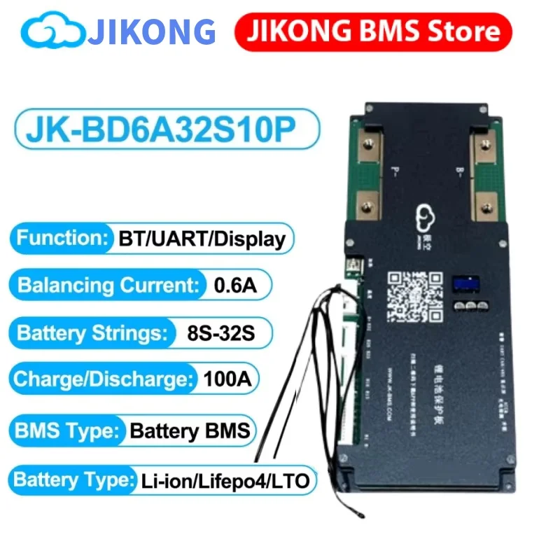 JIKONG V20 Smart BMS BT Heat CAN RS485 8S-32S 100A 24V 48V 72V 96V LiFePO4 Li-ion Battery For E-Bike Electric Motorcycle BMS