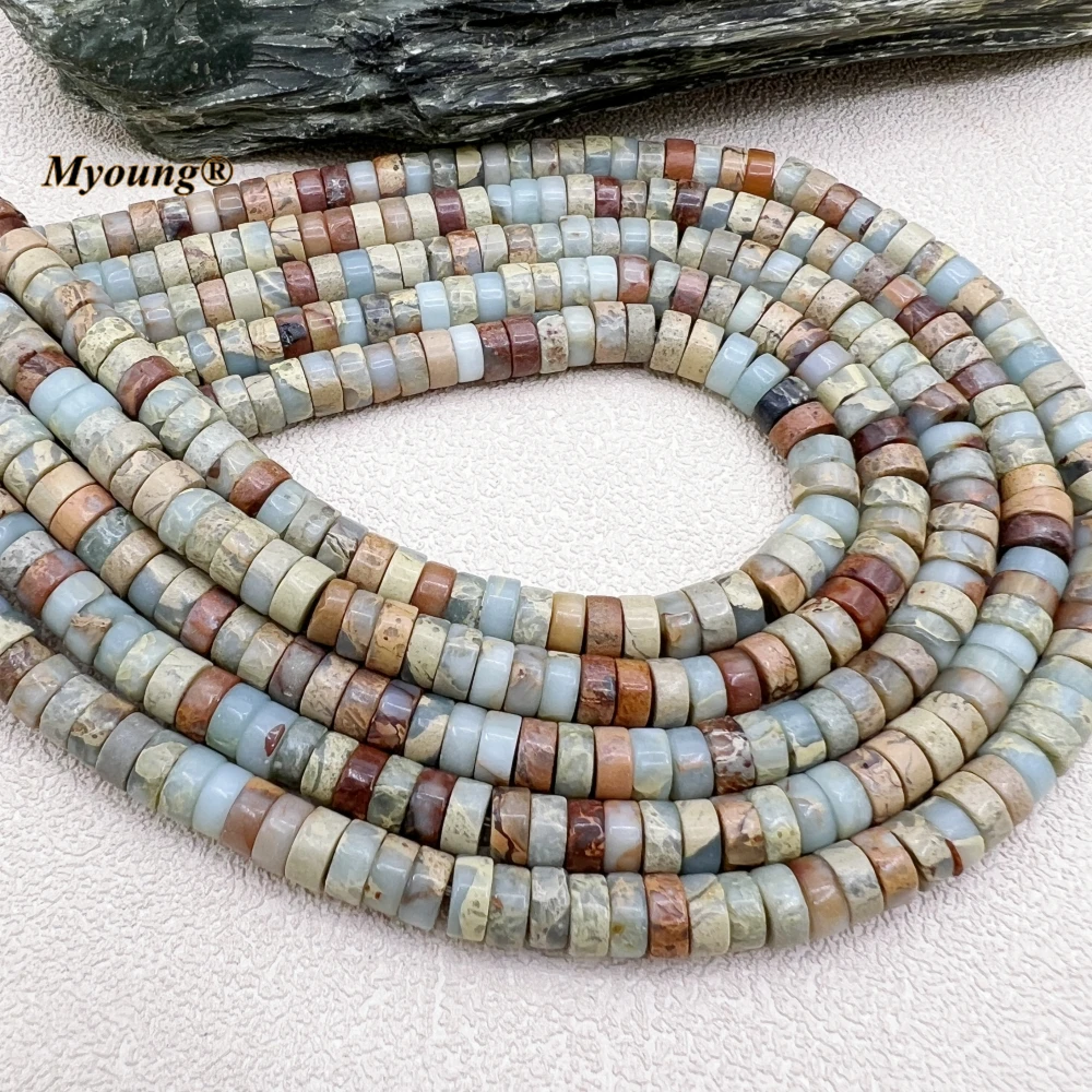 3X6MM 5Strands Natural Snakeskin Jaspers Wheel Beads For DIY Jewelry Making MY230785