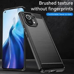 Shockproof Silicone Case For Xiaomi Mi 11 mi11 Luxury Carbon Fiber Back Cover for xiaomi 11 Soft Matte Protective Cases