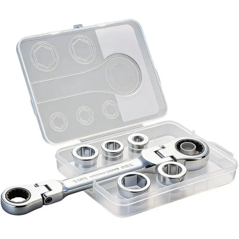 M11K-Go-Thru Ratcheting Wrench Set(7 In 1), 72-Tooth Double Box End Metric Sockets& Case For Auto Motorcycle Tools