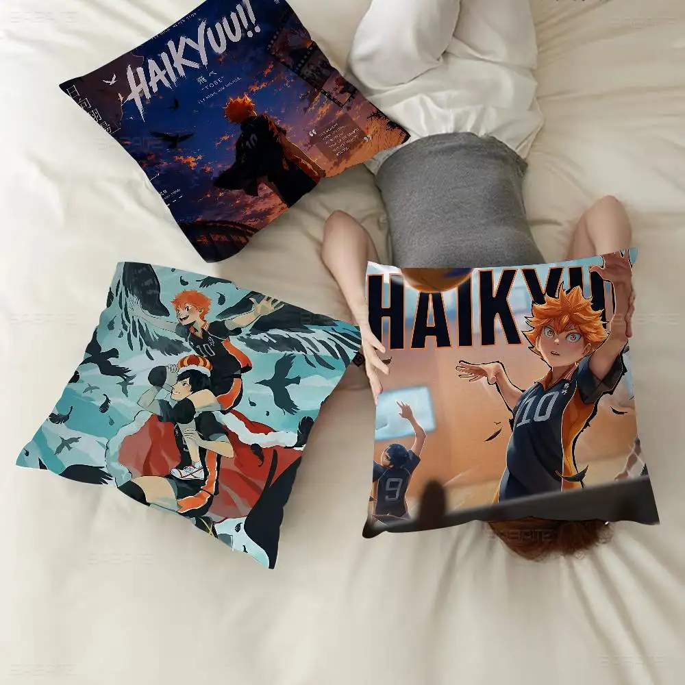 H-Haikyuu!! Personalized Picture Text Home Decorative Pillows Household Gifts 45x45cm