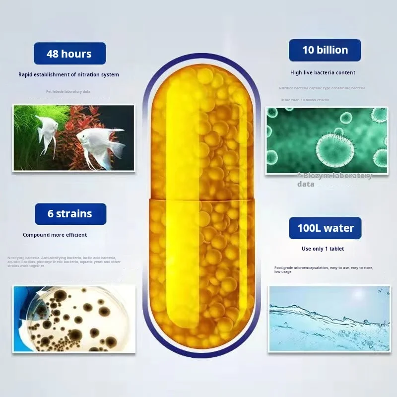 Nitrifying Bacteria 50 Pcs Bulk - Aquarium Water Purifier, Fish Tank Waste Remover, Efficient Water Quality Stabilizer for Healt