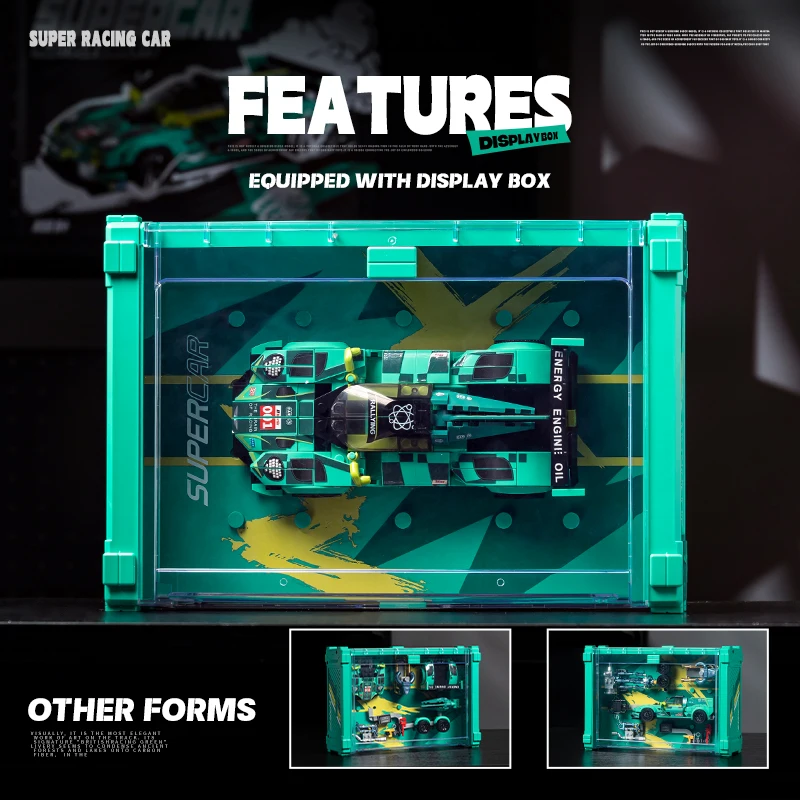 3-in-1 Le Mans LEE MANS AMR Valkyrie Hypercar Shadow Box Dustproof Case Building Set Multi-Display box 521PCS Assembling Toys for Children