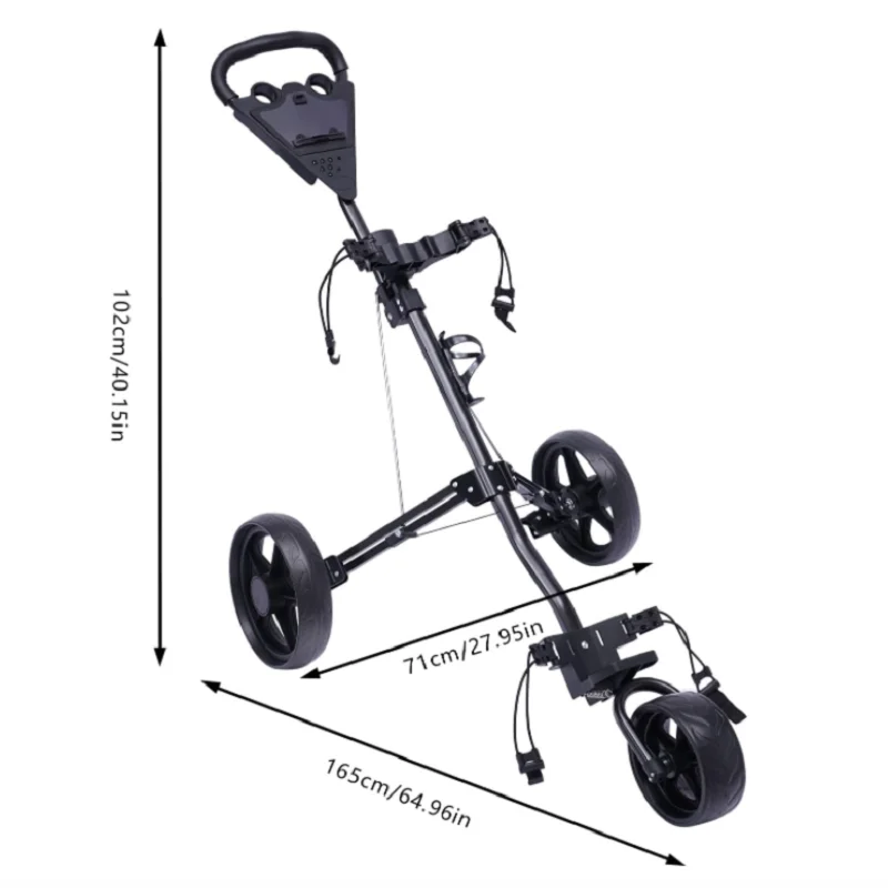 Golf Push Pull Cart 3Wheels Folding Golf Push Cart with Scoreboard Adjustable Straps Lightweight Aluminum Push Pull Golf CART