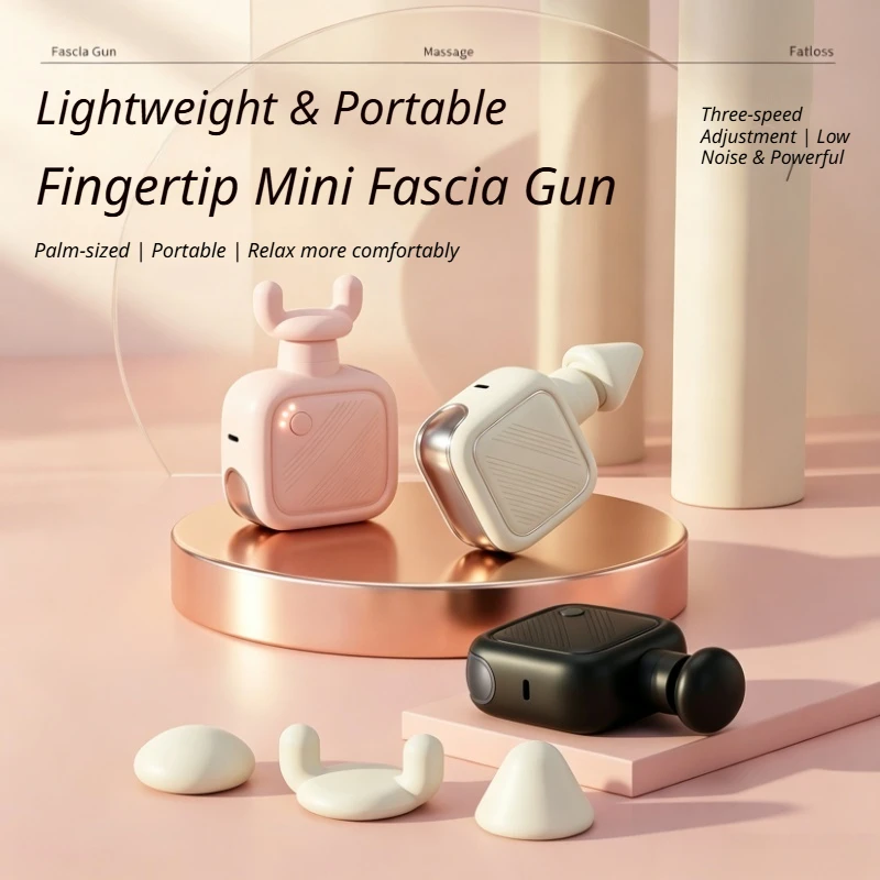 Mini Pocket Massage Gun Brushless Motor Deep Tissue Percussion Muscle Relaxer Cordless Rechargeable with 3 Heads