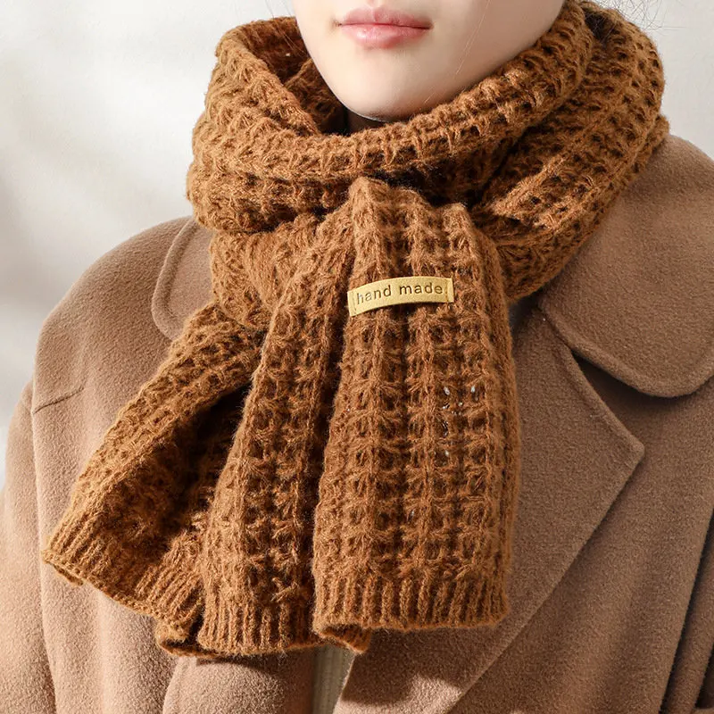 

New Winter Knitted Scarf Fashion Women Long Scarves Female Vintage Large Shawl Soft Warm Pashmina Thickened Wool Scarf