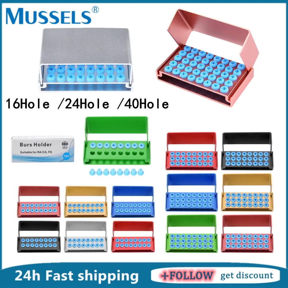 16/24/40 otworów pudełko na wiertła dentystyczne aluminiowa silikonowa obudowa sterylizatora wiertła blok dezynfekcyjny Endo plik organizator