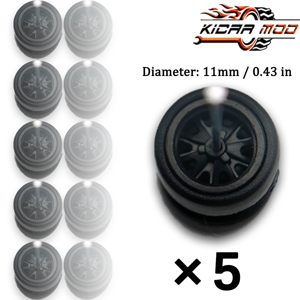 1/64 Modellräder Gummi-Slick-Reifen ABS-Räder für Tomica Mainline Diecast Modellauto Umbauteile - Durchmesser 11mm (5er-Set) – Detail 16