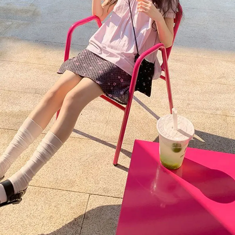 

Broken Flowers Printed A-Line Skirts Spring Summer High Waist Women's Clothing Aura Fashionable Drawstring Vintage Knee Skirts