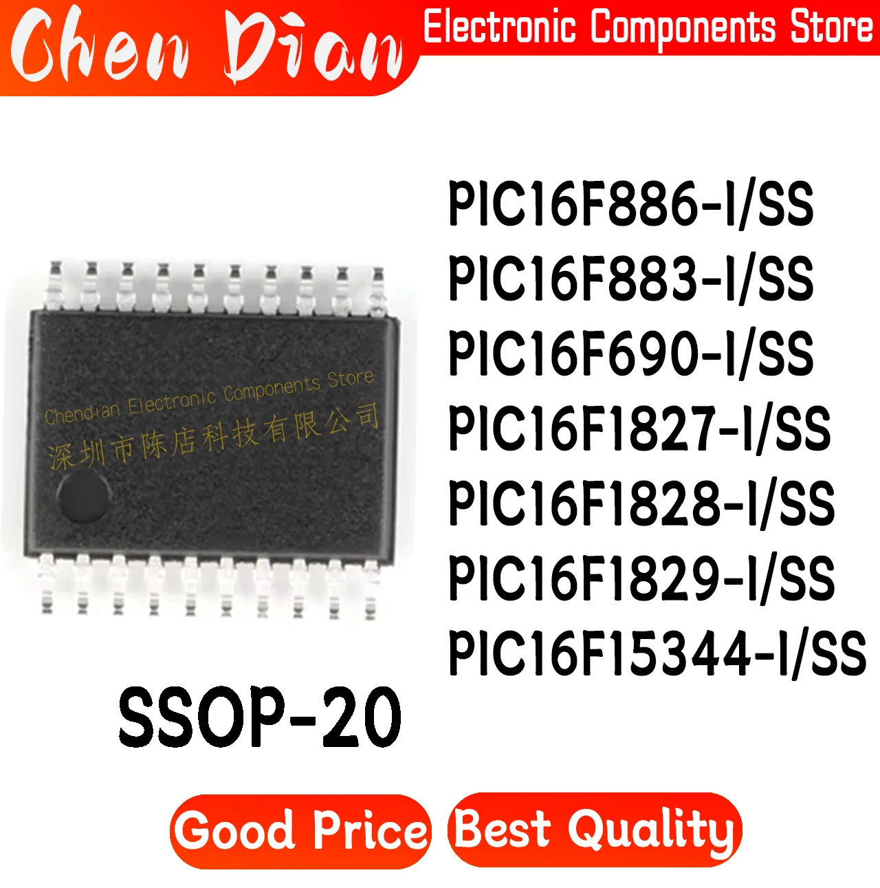 

PIC16F886 PIC16F883 PIC16F690 PIC16F1827 PIC16F1828 PIC16F1829 PIC16F15344 I/SS SSOP-20 New Original Genuine