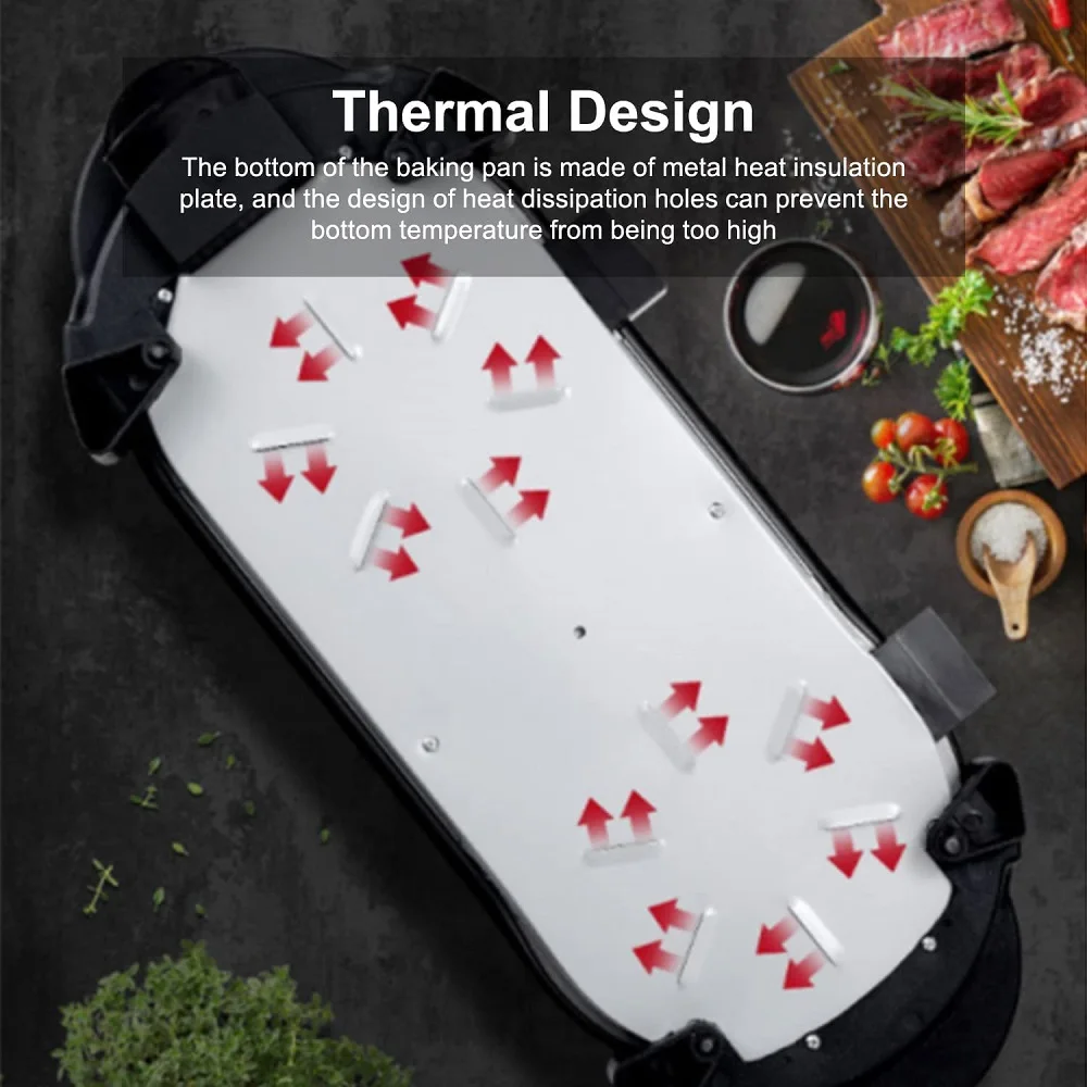 110V/220V 2in1electric Bbq Grill Hete Pot Multifunctioneel Fornuis 1350W Non-Stick 5 Versnelling Temperatuurregeling Rookloze Shabu Pan