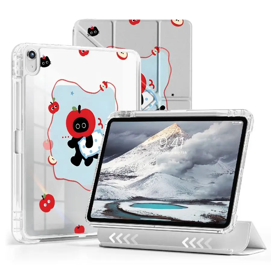 

Cartoon Kitty Tablet Case For iPad Mini 6 7 Pro 2025 11th 10th 9th 8th 7th 12.9inch Air 4 5 M3 M2 M4 11inch Holder Cover Y-Fold