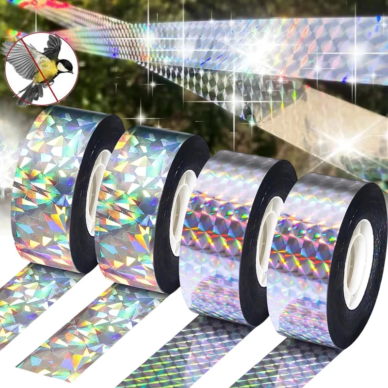 Bird Reflective Tape Pigeons Away Laser Flash Ribbon Double Sided Garden Orchard Birds Scare Tapes Repellent Pigeons Away Ribbon