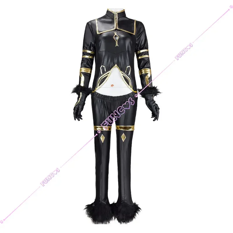 Anime The Eminence In Shadow Delta Cosplay Costume Wig Black Uniform Shadow Garden Ears Tail Headdress Gloves Hime Cut Long Hair