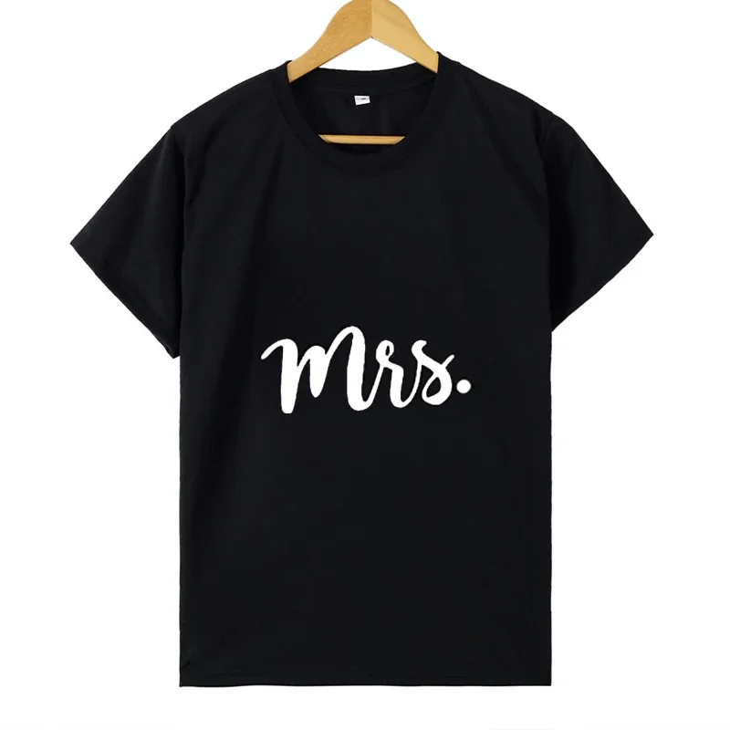 Couple Tshirt His and Hers Mr Mrs Husband and Wife T Shirts Matching Wedding Gift Top Tee Summer Unisex Fashion 2024