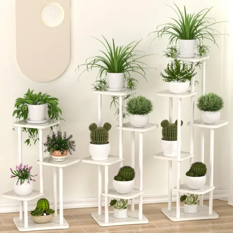 Wooden Plant Stand Pot Rack 4/5/6 Tier Balcony Flower Display Shelf Multiple Flowerpot Organizer Indoor Flower Stand Multi-Tier