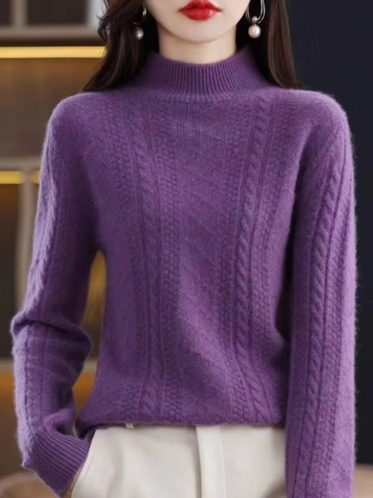 

Winter 2024 Women's Knitted Camere Sweater Thiened Warm f High Collar Loose Fit Woolen Base irt Commute Sle Regula...
