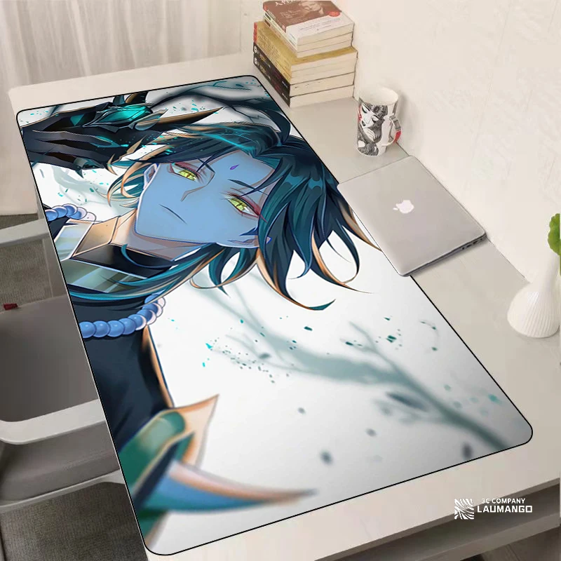 Genshin impacto mouse pad grande pc gamer gabinete teclado tapetes de mesa anime xiao tapete de mesa acessórios de jogos de computador mousepad xxl