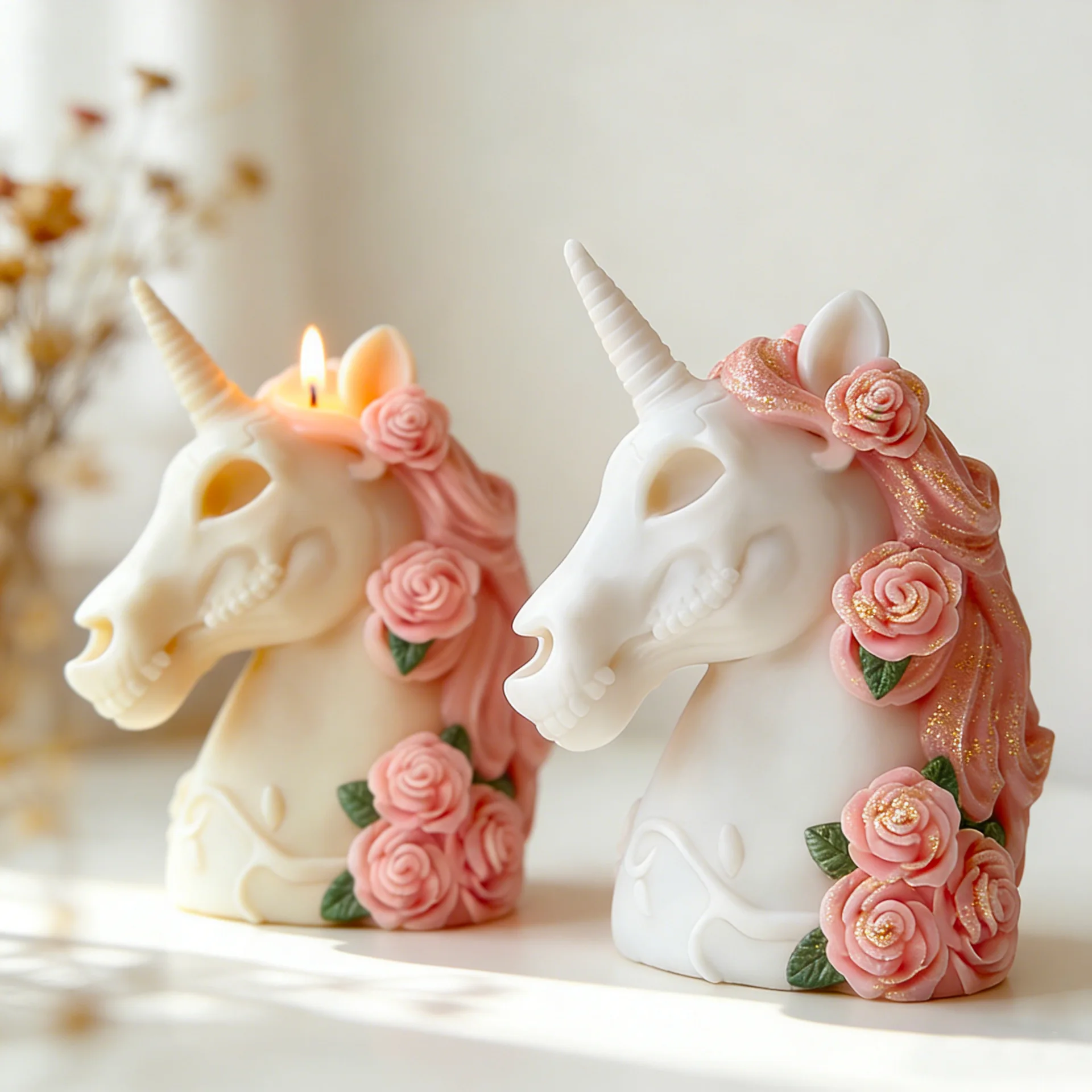 

3D Unicorn Silicone Mold DIY Animal Horse Aroma Candle Plaster Epoxy Resin Ornament Mould Gypsum Form Painting Decoration Molds