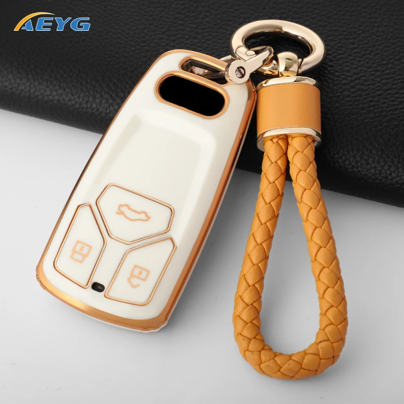 

TPU Car Smart Key Case Cover Shell Fob For Audi A4 B9 A5 A6 8S 8W Q5 Q7 4M S4 S5 S7 TT TTS TFSI RSProtector Accessories Keychain