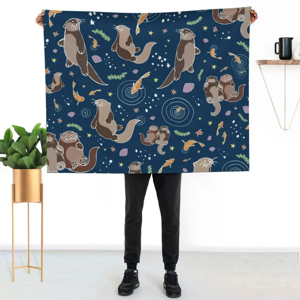 

Sea Otters at Night Throw Blanket All Season Lightweight Soft Blanket for Bed