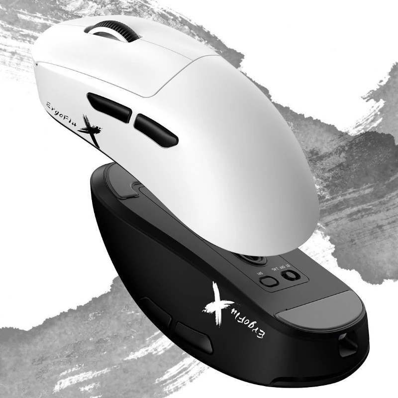 Mouse Sem Fio Ergoflux9, Mouse Bluetooth de Três Modos, Leve, PAW3950, Nordic 52840, Mouse para Jogos E-sports com 8k FPS/Varolant