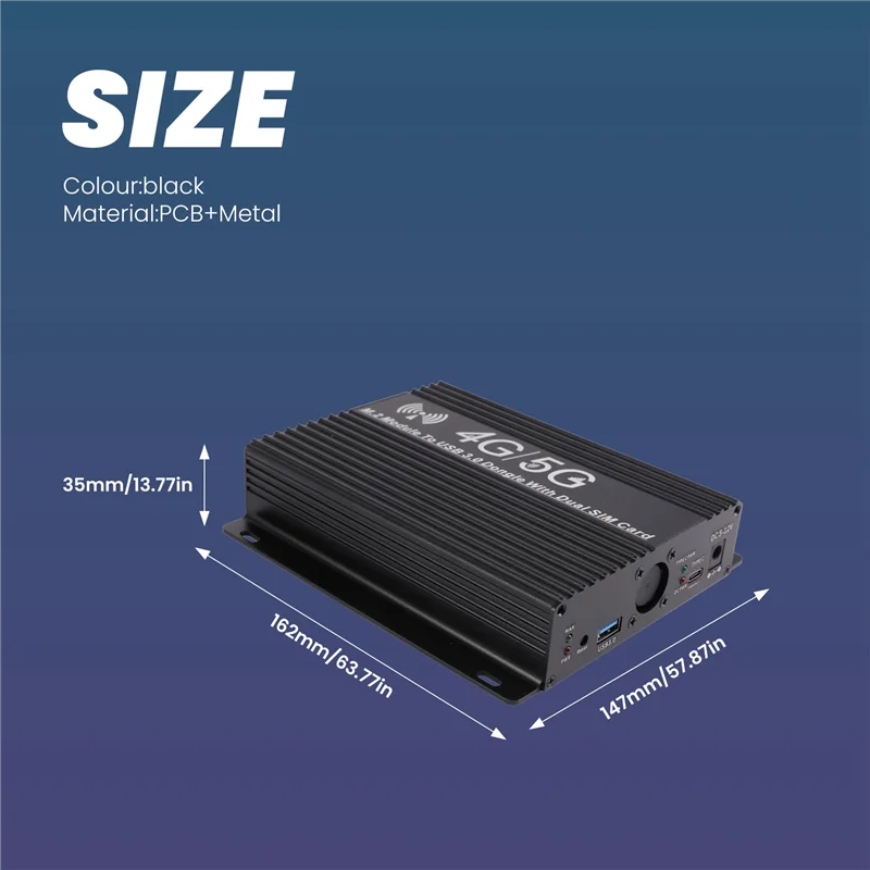 وحدة عملية-NGFF(M.2) 4G/5G إلى محول USB 3.0 مع مروحة تبريد/فتحة بطاقة SIM المزدوجة والطاقة المساعدة #6