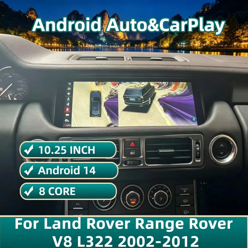 

CarPlay Android 14 Auto 10.25" Car Radio For Land Rover Range Rover V8 L322 2002-2012 Screen Multimedia Stereo Player Head Unit