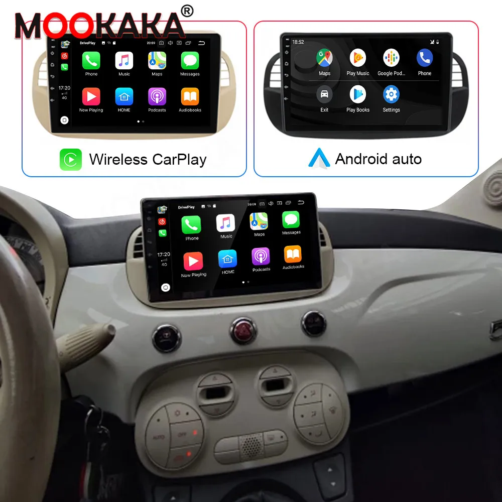 For Fiat 500 Android Car Radio Multimedia Video Wireless Carplay Autoradio Stereo GPS Navigation Head Unit