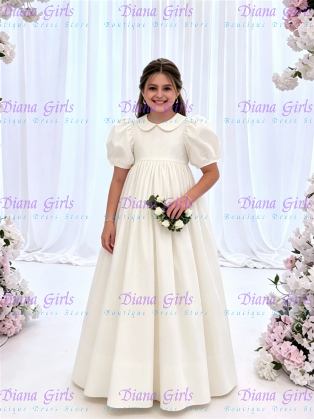 Quality Elegant Baptism Satin Flower Girl Dresses Fluffy For Princess Wedding Birthday Party Evening Ball Gowns Customisable