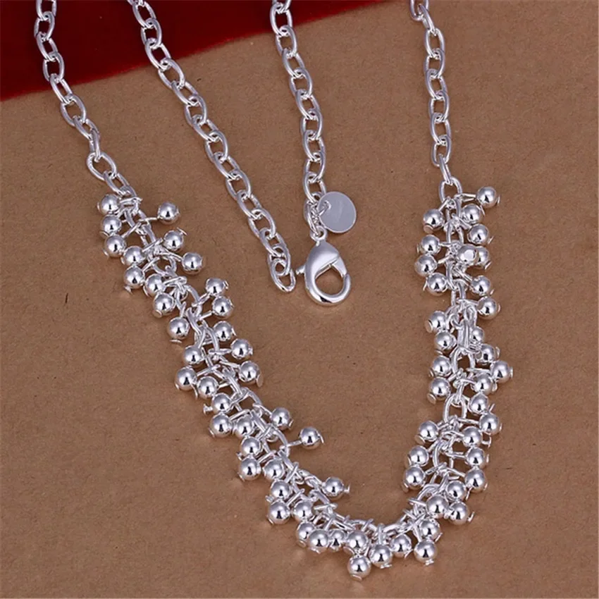 Popular Beautiful Fringe line frosted beads 925 Sterling Silver Bracelets necklace Jewelry set for women Fashion Party fine Gift
