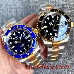 Tandorio 40mm Black Dial NH35 Automatic Movement Men's Watches Sapphire Glass Ceramic Bezel Stainless Steel Gold Bracelet
