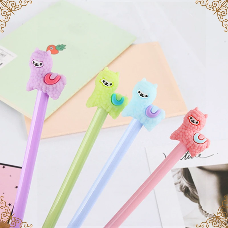 24Pcs Cartoon Animal Gel Pens with Cute Alpaca Designs for Students and Stationery Lovers