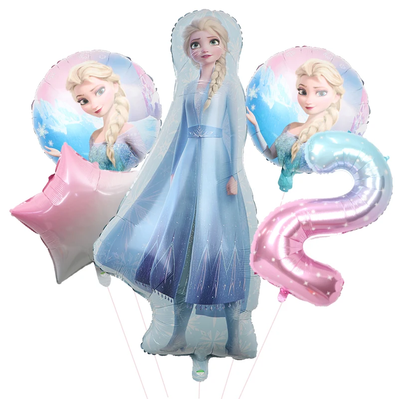 5pcs Disney Frozen Ice Queen Alsa Theme Balloons 40 pollici Gradient Number Ball 1-9th Girls Birthday Party Baby Shower Decorations