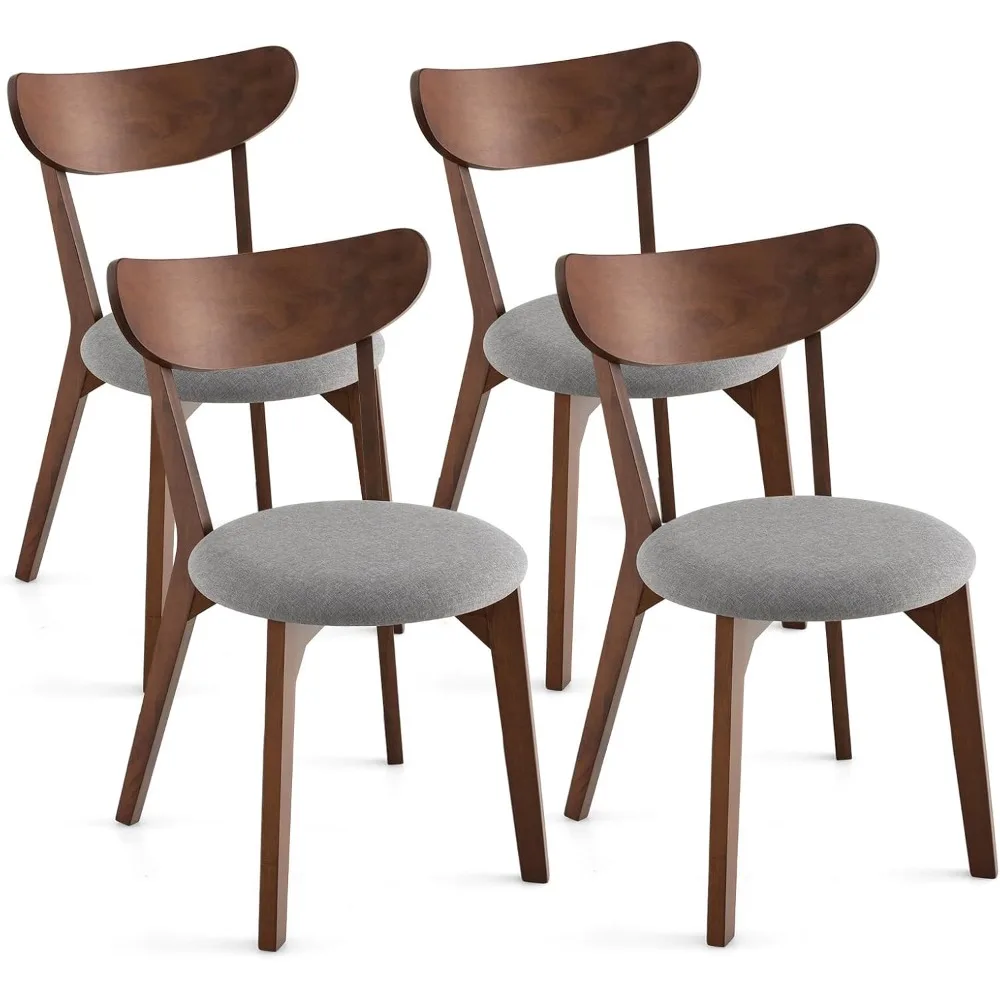 

Mid-Century Modern Dining Chairs, Rubber Wood Chairs with Curved Back for Home, Kitchen, Dining Room, Restaurant