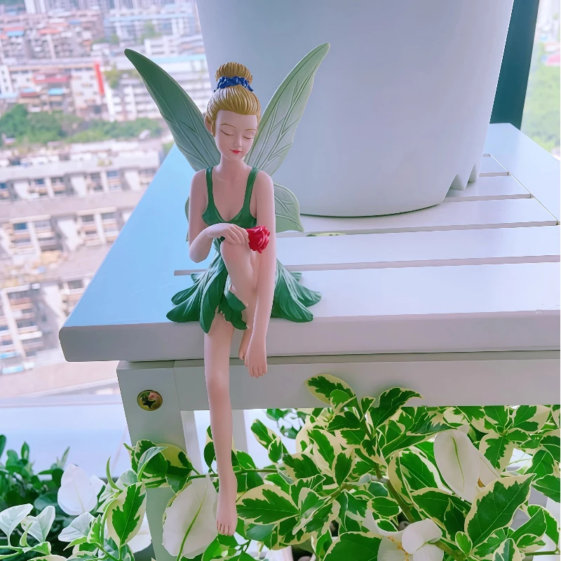 

Sitting Posture Flower Fairy Resin Ornament Creative Outdoor Courtyard Micro Landscape Flower Pot Indoor Decoration Toy Ornament
