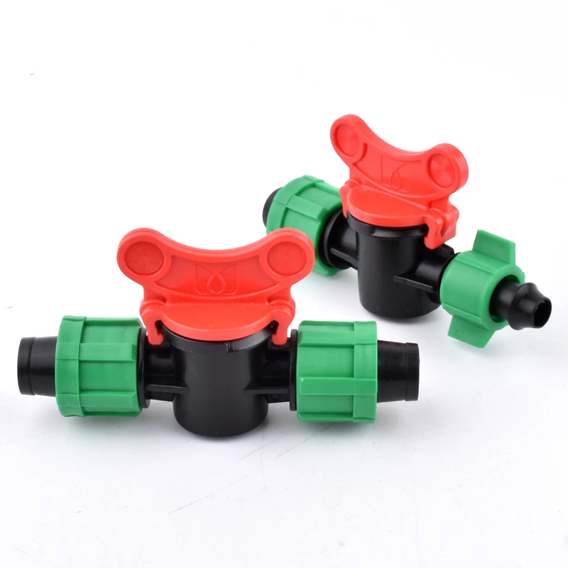 16mm Valve Watering Irrigation Hose Ball Valve Flow Control Joint Labyrinth Tube Drip Irrigation Belt Garden Water Pipe Joint