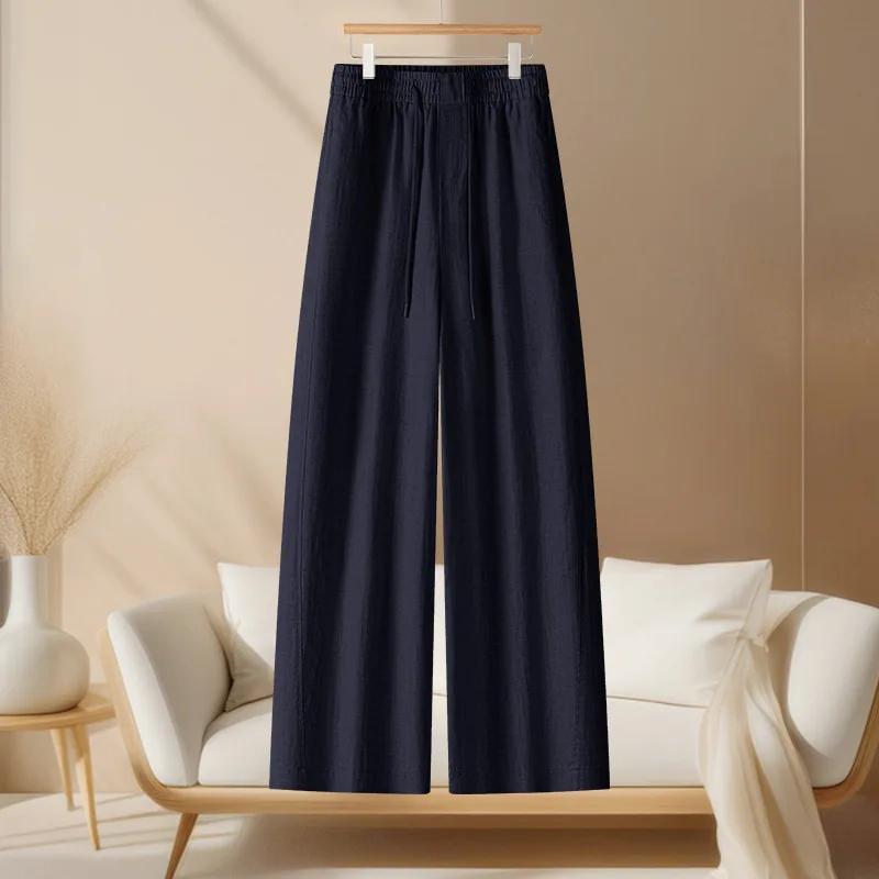 سراويل مريحة للنساء صيفية رفيعة وفضفاضة ومتعددة الاستخدامات ذات أرجل مستقيمة مع سراويل كاجوال ذات تأثير ثنيات #3