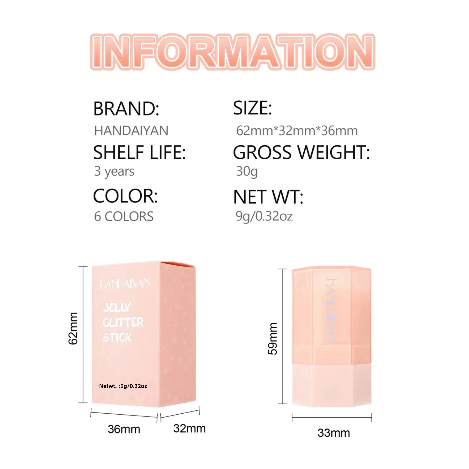 ใหม่ 6 สี Jelly Highlight Stick Face Body ประกายแต่งหน้าที่สวยงาม Shimmer Lip Eyes เครื่องสําอางค์ Silky Smooth Glitter Highlighter