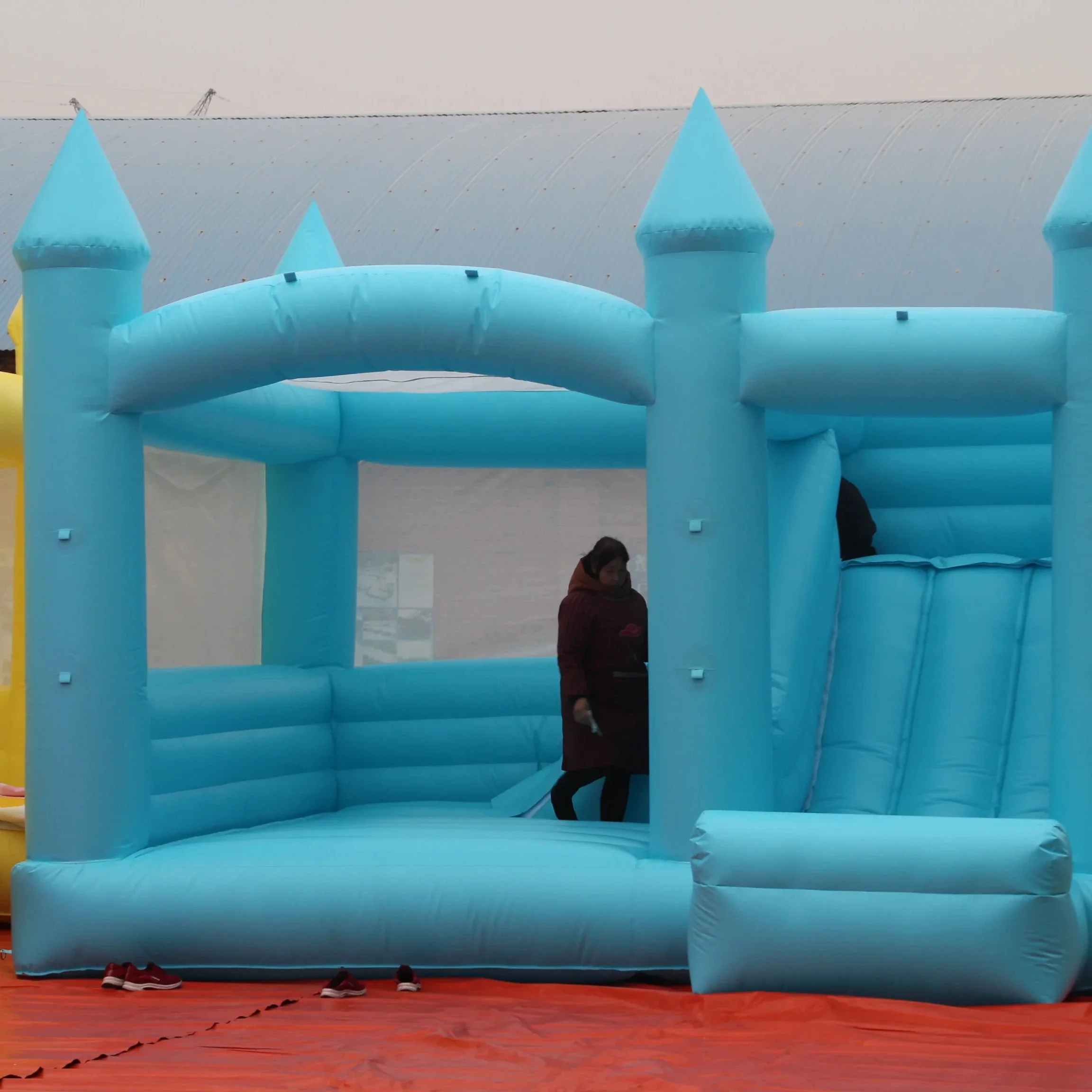 China factory Commercial inflatable orange green colorful wedding bounce house inflatable bouncy castle combo