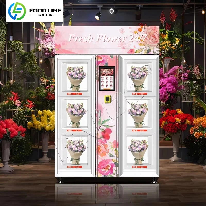 Customized Smart Cooling Locker Vending Machine Flower-shaped Dispenser Fresh Flowers Innovative Refrigerated Vending Machine