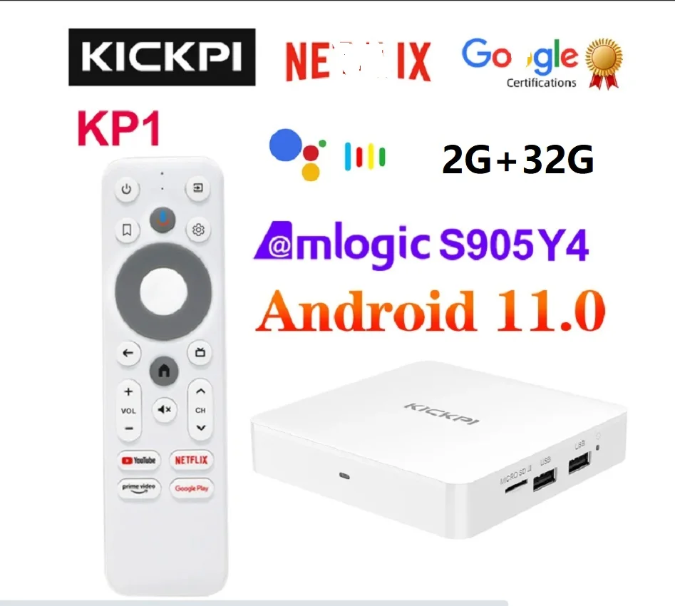 KICKPI KP1 Google approved Amlogic S905Y4 Media Player 4K Android 11.0 2G 32G AV1 2.4G&5G Wifi BT5.0 vs G7 MAX PRO MINI