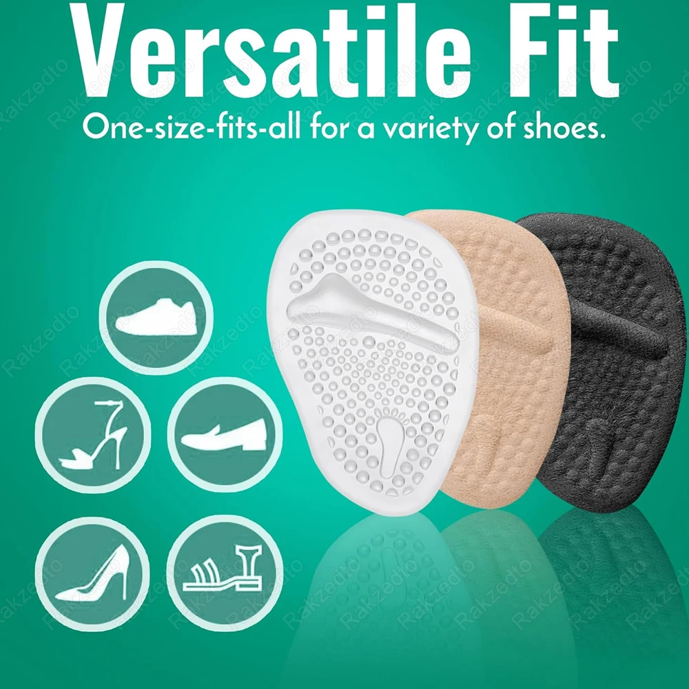 6Pcs Silicone Forefoot Pads for Women's High Heels - Non-Slip Gel - close-up view