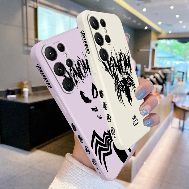 

Marvel Spider-Man Venom COOL Liquid Left Rope For Samsung Galaxy S24 S23 S22 S21 S20 FE S10 Ultra Plus Lite 5G TPU Phone Case