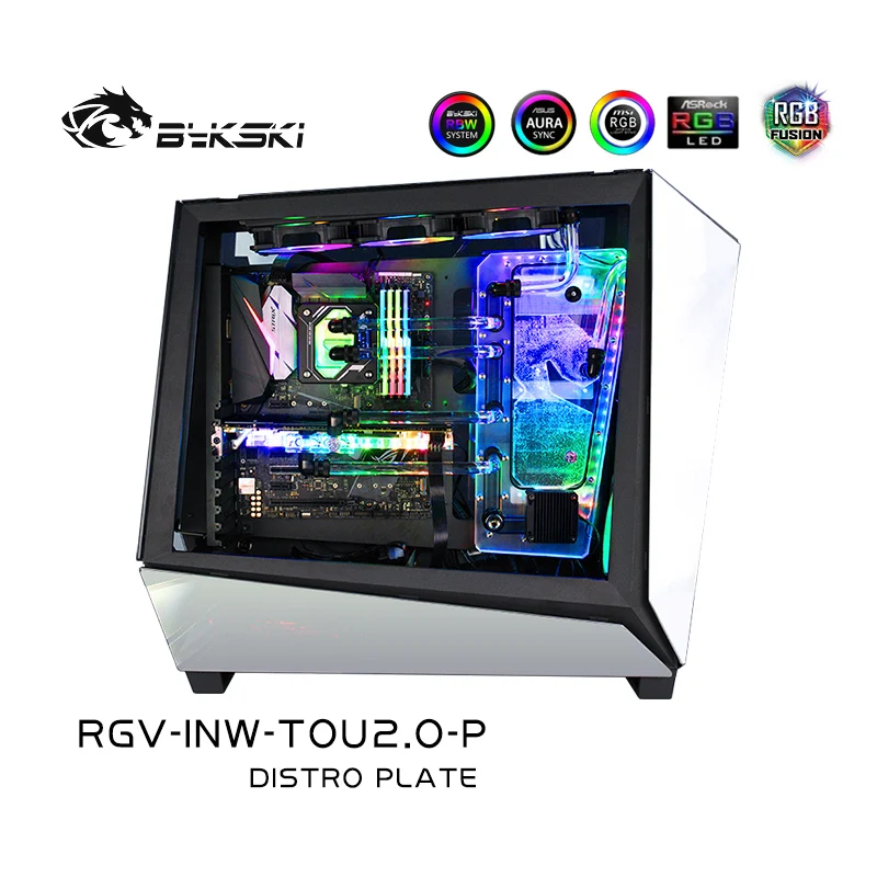 BYKSKI Acrylic Board Water Channel Solution Use for IN WIN TOU2.0 Case Chassis for CPU GPU Block / 3PIN RGB / Combo DDC Pump