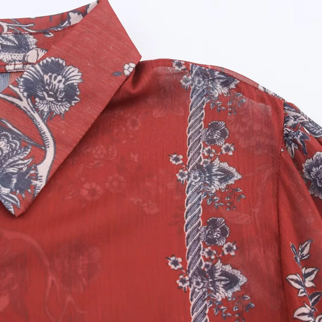 JNLEAOG Outono Novo Feminino Faion Design Sense Tamanho Grande Impresso irt Loose Fit Longo Sve Fibra de Poliéster 00%