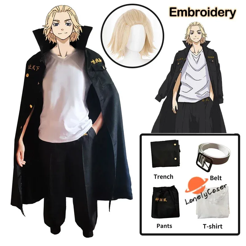 أزياء أنيمي طوكيو المنتقمون مانجيرو سانو التأثيرية ميكي زي التطريز شعر مستعار طوكيو مانجي عصابة خندق حفلة الهالوين للرجال